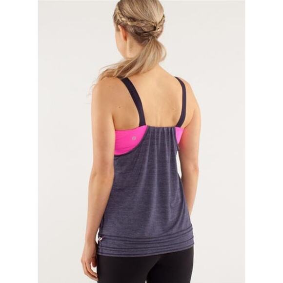 Lululemon Back On Track Tank Black Swan Raspberry Glo Light Size 4 - Picture 7 of 9